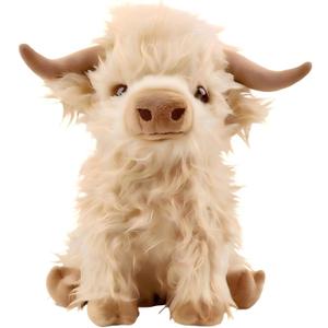 OROZCOR Microwavable Highland Cow Stuffed Animal, Weighted Highland Cow Plush Toys, Cute Weighted Stuffed Animals Gifts for Adult Kids Girls Boys (Microwavable White)