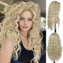 Synthetic Hair Realistic Long Yellow Blonde Curly Wig Free Part Hairline Light Thick Fluffy Wavy Wigs Natural Roleplay Cosplay
