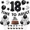 Holkcog 30pcs 18th Birthday Decorations for Boys, Black Happy 18th Birthday Banner, Hide The Car Keys, Bruh I'm 18 Cupcake Topper, Black Cake Topper, Sixteen Bday Decor Ceiling Wall Sign, 18 Party Men