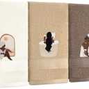 3 Pcs African American Woman Hand Towels for Bathroom African Black Girl Bathroom Decor Brown Decorative Farmhouse 100% Cotton Embroidered Kitchen Towels, 13.3 x 29.5''