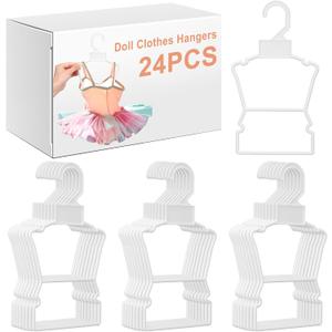 24pcs Doll Clothes Hangers for 18" Doll ClothesSturdy Hangers Hold Your Tops & Bottoms Together Including Dresses, Pants, Shirts, Skirts, & AccessoriesSuitable Gift(White) 24pcs Doll Clothes Hangers for 18" Doll ClothesSturdy Hangers Hold Your Tops & Bottoms Together Including Dresses, Pants, Shirts, Skirts, & AccessoriesSuitable Gift(White)