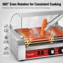 Commercial 11-Roller Hot Dog Cooker Machine, Holds 30 Hot Dogs, 1670W Non-Stick Stainless Steel Sausage Grill for Parties Events Food Stalls