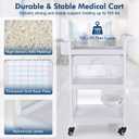 Medical Carts with Wheels 3-Tier Mobile Trolley Cart 100 LBS Max Load Medical Rolling Utility Cart with Drawers Dirt Basin Storage Buckets for Hospital Dental Clinic Lab Salon Home
