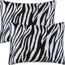 BEDELITE Satin Pillowcase for Hair and Skin Digital Printing, Super Soft Cooling Similar to Silk Pillow Cases 2 Pack with Envelope Closure, Gift for Women Men(Standard 20x26 Inch, Black Zebra)
