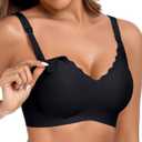 OEAK Nursing Bra for Breastfeeding - Soft Supportive Maternity Comfortable Wireless Pregnancy Hands-Free Pumping Bra - Black M