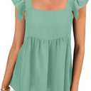 LYANER Women's Summer Sleeveless Peplum Blouse Square Neck Ruffle Strap Babydoll Tank Top (XL)