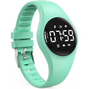 Kids Led Fitness Tracker Wristwatch, Digital Step Counter Watch, Waterproof Pedometer Watch, Calendar Alarm Clock for Children Boys Girls (Green)