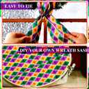 2 x XunYee 6 Pcs Mardi Gras Wreath Sash for Front Door Green Purple Gold Wreath Sash for Mardi Gras Fat Tuesday Carnival Party Door Wall Decoration