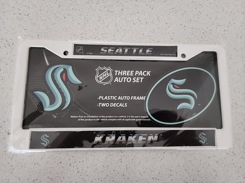 Seattle Kraken NHL Metal License Plate Frame and 2 Decals