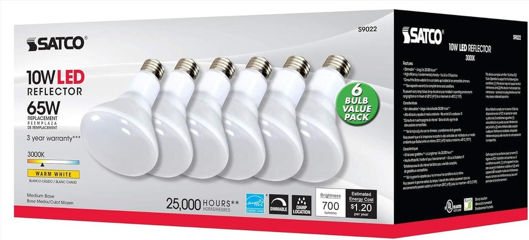 Satco S9022 10BR30/LED/3K/120V/6-Pack
