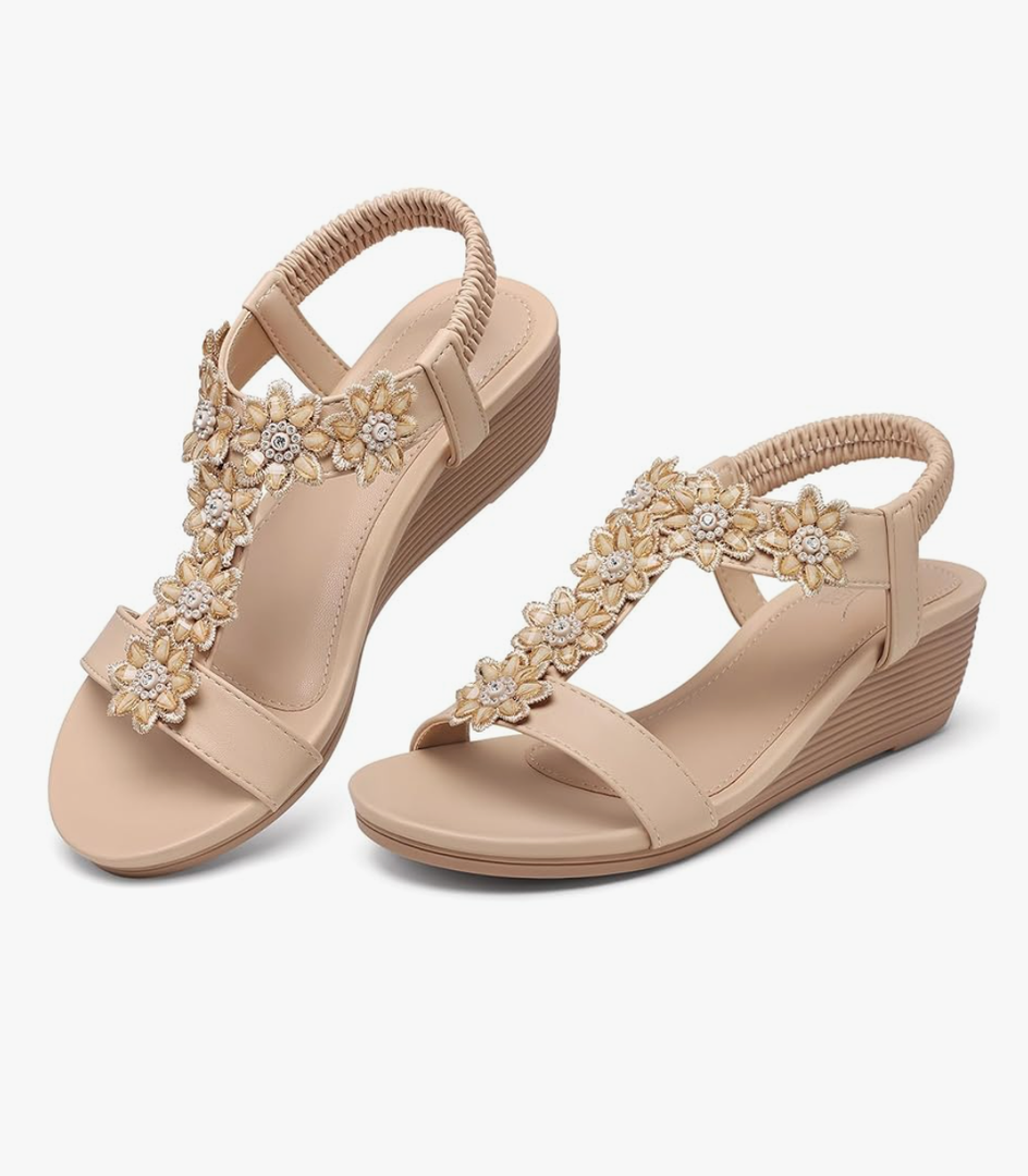 SHIBEVER Wedge Sandals for Women Dressy: Summer Platform Comfortable Low Wedges Womens Sandal, 8.5 Size