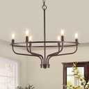 6-Light Farmhouse Oil Rubbed Bronze Chandelier Dining Room Light Fixture Metal Candle Chandeliers for Bedroom Hanging Lighting for Kitchen Living Room Entryway Foyer, 28.54in