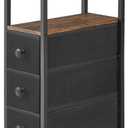 End Table, Narrow Side Table with 3 Fabric Drawers, Slim Nightstand, Small Bedside Table with Storage, Living Room, Bedroom, Rustic Brown HKET1300BR