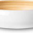 LEXA 12" Handmade White Bamboo Wooden Fruit Bowl for Kitchen Counter - 130 oz Lightweight Large Bamboo Wood Salad Bowl