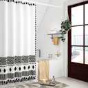 AOFOTO Bohemian Shower Curtain Tassel Boho Black and White Striped Geometric Pattern Shower Curtains for Bathroom Waterproof Bath Curtain Sets with Hooks Bathroom Home Decor 59x70 Inches