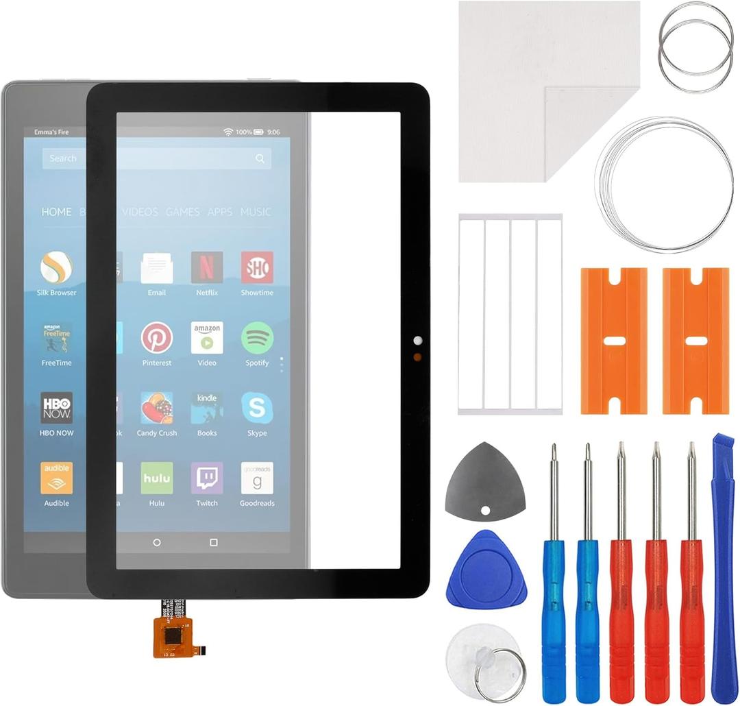 Front Screen Glass Outer Panel Lens Replacement +OCA Compatible with Kindle Fire HD 8 (HD 8 Plus Tablet 10th Gen 2020 8 with Repair Kit
