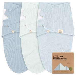 3-Pack Organic Swaddles for Newborns, Baby Sleep Sacks 0-3 Months - Baby Swaddle Wrap, Newborn Wearable Blanket, Infant Sleep Sack for Girls, Boys, Soft & Snug, Large Hook & Loop Closure (Glacier) (One Size)