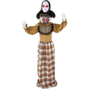 Haunted Hill Farm Lifesize 5.2-Ft Animatronic Scary Haunted Woman with Touch Activated Lights and Sound, Battery-Operated Indoor or Covered Outdoor Halloween Decoration