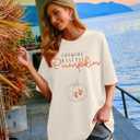 Women's Maternity Shirt Thanksgiving Growing a Little Pumpkin T Shirt Fall Pumpkins Graphic Pregnancy Announcement Tops (S)