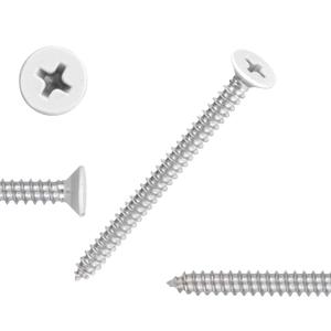 White Head 100 PCS #8X1-1/2(1.5 inch) Stainless Steel Phillips Flat Head Wood Screws,Stainless Steel 18-8 A2(304) Screw,Home Screw Kit by QISHENG