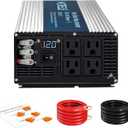 WZRELB 5000W Pure Sine Wave Inverter 12V DC to 110V 120V AC Power Converter with LED Display, Hardwire Terminal,Off-Grid Portable Power Inverter with 4 AC Outlets for Home, RV, Truck, Camping