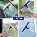 4 x 15.9" Window Squeegee for Car,2 in 1 Squeegee Window Cleaner with Long Stainless Steel Handle,Sponge Car Window Squeegee for Gas Station, Glass,Shower (Iron Pole)