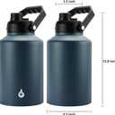 BJPKPK One Gallon(128 oz) Insulated Water Bottle, Dishwasher Safe Stainless Steel Jug, BPA Free Jug with Ergonomic Handle & Anti-slip Bottom, Large Water Bottle, Navy Blue