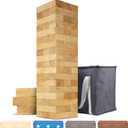 GoSports Giant Wooden Stacking Game - Stacks Up to 5 ft - Choose Brown Wood Stain, Gray, Natural, Stars & Stripes, or Tropical Hardwood - Toppling Tower
