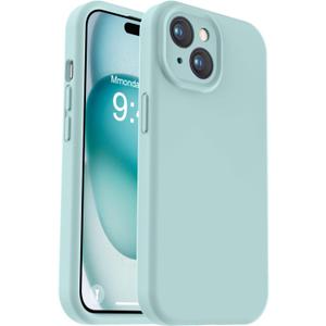 Vooii Compatible with iPhone 15 Plus Case, Upgrade Liquid Silicone [Enhanced Camera Protection] [Soft Anti-Scratch Microfiber Lining] Shockproof Phone Case for iPhone 15 Plus 6.7 inch - Mint