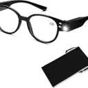 Reading Glasses with Lights Bright LED Readers Magnifying Glasses with Lights Reading Glasses with LED Light Blue Light Blocking Glasses Lighted Magnifier Nighttime Reader Lighted Eye Glasses(+100)