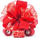 Altier 11" Wide Red Christmas Tree Topper Bow 4 Tails Streamers with 3 Yards Long Each for Home Decoration Treetop Handmade Bow Ornament Holiday Party