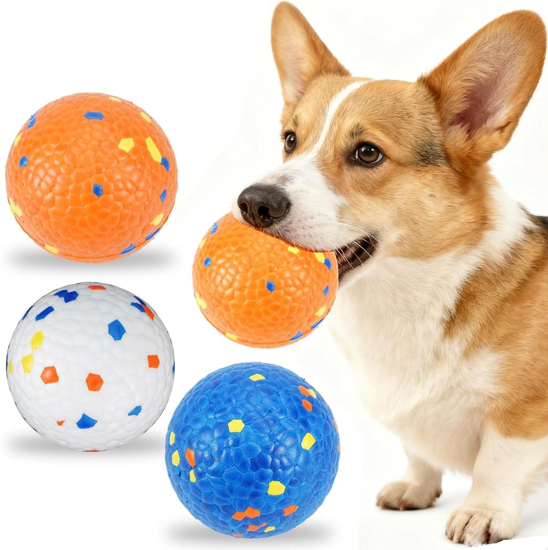 Dog Balls Tennis balls for Dogs, Interactive Dog Toys for Aggressive Chewers ,Indestructible Dog Toy to Keep Them Busy, Puppy Chew Toys for Teething, Durable Dog Ball for Medium Small Dog (2.4") (M-3 Pack)