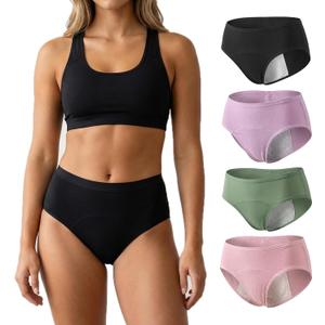 Women's Leakproof Cotton Underwear Washable Reusable Incontinence Panty Bladder Leak Absorbent Briefs, Large
