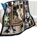 Border Collie Blanket Douglas Dog Gifts Throw Blanket Super Soft Flannel Lightweight Fluffy Plush Cozy Fuzzy Fleece Decor for Dog Lover Girl Boys Woman Man Kids Adults for Bed Sofa Couch 40"X50"