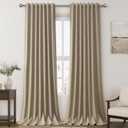 Khaki Linen Curtains for Bedroom Black Out 96 Inch Long Full Blackout Back Tab Rod Pocket Curtains for Living Room Neutral Rustic Style Insulated Light Blocking Drapes 96 Inches Long 2 Panels 8 Ft
