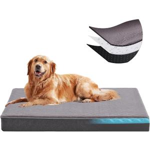 Orthopedic Memory Foam Dog Bed,Cooling Dog Beds for Large Dogs, Washable Pet Beds for Crate with Faux Fur Cover, Waterproof Lining, XL(41inch)