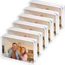 6pcs Mini Acrylic Picture Frame 2.5x3.5 inch Clear Acrylic Business Card Frame Double Sided Magnetic Photo Block Frames Desktop Frameless Picture Display Wallet Size Desktop Display Stand for Office