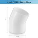 2 Inch 22.5 Degree PVC Elbow Pipe Fitting, 2" PVC Corner Adapter SCH40 Furniture Build Grade, for Home Sewer Plumbing Water Line