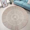 Modern Abstract Rug 5.2Ft Large Round Bedroom Rug Soft Mat Contemporary Living Room Nonslip Floor Carpet Geometric Dining Room Area Rug Circle Carpet Throw Rug for Home Decor, Coffee