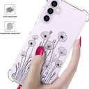 Compatible with Samsung Galaxy S23 Cases with Design, Cute Transparent Phone Case for Women Girls Girly with Heavy Duty Protective Bumper (Clear Wild Flowers Line Art)