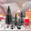 Yookat 40 Pieces Mini Christmas Trees Bottle Brush Trees Sisal Trees Mini Pine Trees with Wooden Base Bottle Brush Christmas Trees and Christmas Figures Decoration for Christmas Decoration (Black)