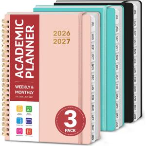 Taja 3 Pack Planner 2026-2027, Jul 2026-Jun 2027 Monthly & Weekly Planner
