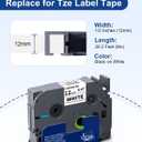 Absonic 12mm 0.47 Laminated White Tz-231 Tape Compatible for Brother Tze-231 Tze Tape 1/2 Inch Refills Work for P Touch Label Maker PTD220 PTD210 PTH110 PTP710 PT-610BT PTD400, Black on White, 6 Pack