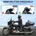 Smoke 9 Motorcycle Windshield Windscreen Compatible for 2014-2023 Harley Davidson Touring Street Glide/Electra Glide/Ultra Limited/Tri Glide FLHT FLHX FLHXS FLHTK