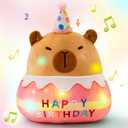 Capybara Musical Plush Light up Stuffed Animal Pillow with LED Happy Birthday Singing Plush Pillow Gift for Kids, Boys, Girls, 15.5''