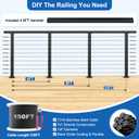 PLANTOP 4-8ft Complete Set 36"Cable Railing Post with Handrail Cuttable, 2 Pack Stainless Steel Black Adjustable Top Angle Stair Posts, 150FT 1/8" Wire Rope, Swageless Cable Railing System Kit,MY20-SP