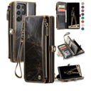 Defencase for Galaxy S25 Ultra Case Wallet with RFID Blocking Card Holder for Women Men, PU Leather Magnetic Snap Flip Wrist Strap Zipper Wallet Phone Cases for Samsung Galaxy S25 Ultra 6.9", Coffee