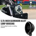 SKTYANTS 5.75 inch headlight housing backet with H4 Wiring Harness 5 3/4" 5.75 Inch headlight BucketHousing Trim Ring for FXWG FXDWG FXST Motorcycle (Black)