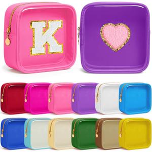 Kacctyen 12 Pcs Mini Makeup Bag Nylon Small Pouch for Purse Mini Square Nylon Pouch with Zipper Small Cosmetic Travel Makeup Bag Purse Organizer for Women (Bright Color,Translucent)