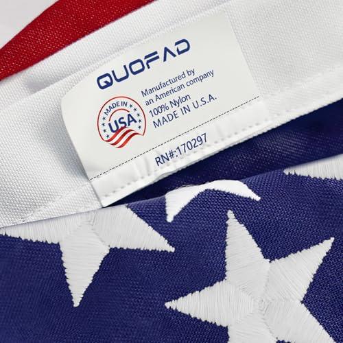 Made in the USA American Flag 3x5 Outdoor Heavy Duty,Sturdy Durable Nylon American Flags for Outside 3x5,Waterproof All Weather 3x5Ft American Flag,Longest Lasting Fade Resistant America Flag with Embroidered Stars & Sewn Stripes